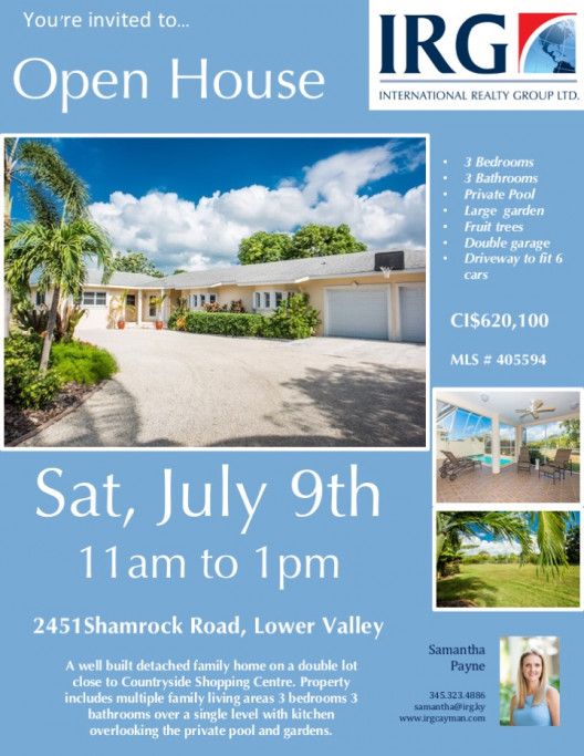 OPEN HOUSE SATURDAY JULY 9TH, 2451 Shamrock Road